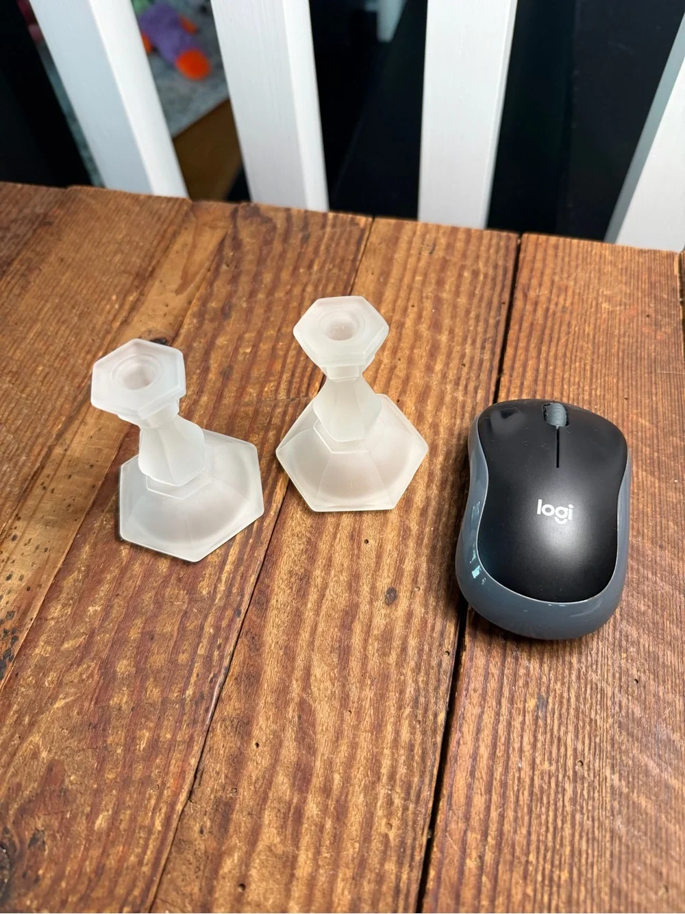 Small Frosted Glass Candlestick Pair